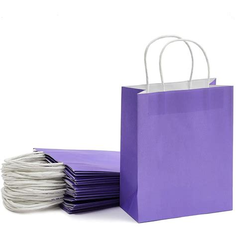 25 Pcs 8 X3 9 X10 Purple Kraft Paper T Bags Party Favor Shopping