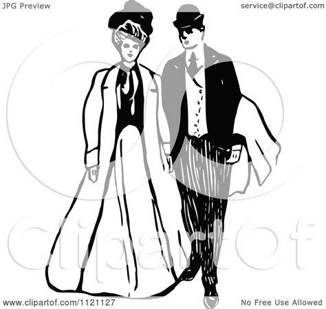 clipart of a retro vintage black and white victorian couple 2 royalty