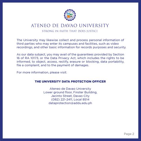 ateneo de davao university data privacy notice ateneo de davao university davao city