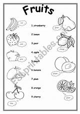 Fruits Color Match Worksheet Worksheets Preview Vocabulary Food sketch template