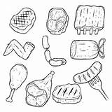 Meat Drawing Vector Getdrawings Slice Vectors Doodle Hand Background Set sketch template