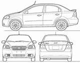 Aveo Chevrolet Blueprints Kr Door 2010 Sedan Car sketch template