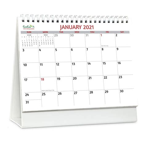 ecoearth  month calendar  classic  standing desk calendar  biodegradable