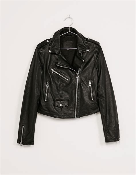 bershka cool dozen leather jacket   buyma