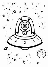 Coloring Alien Ufo Kids Space Pages Choose Board Sheets Cute sketch template