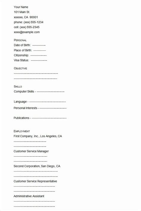 fill  resume template  inspirational  resume fill  form