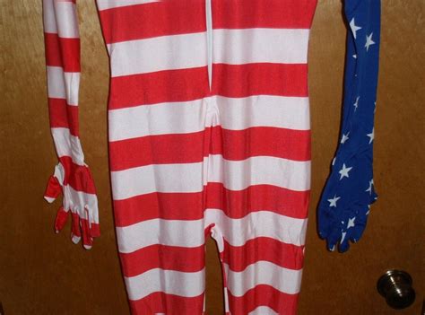 Adult 2nd Skin American Flag Bodysuit Halloween Costume Usa Maga