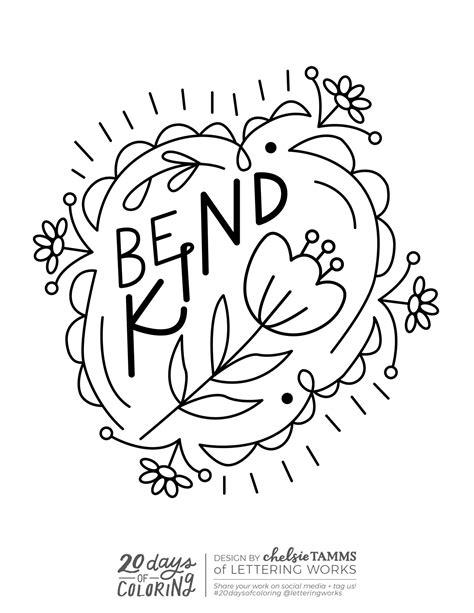 coloring page  kind lettering works
