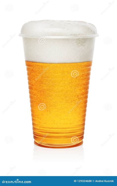 beer   plastic cup stock photo image  closeup