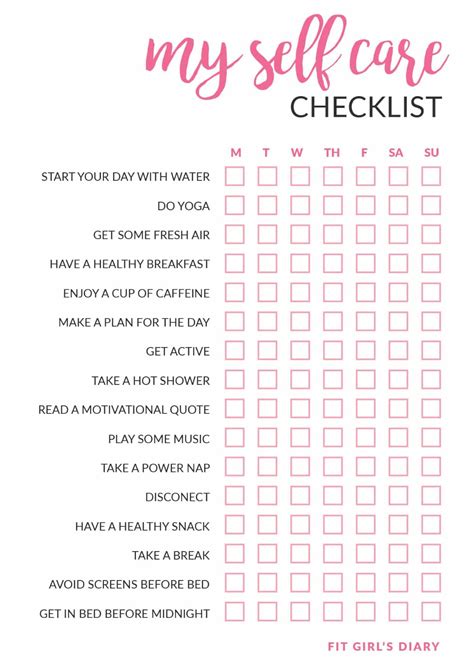 home  care routine  printable  care checklist