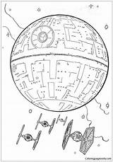 Death Star Coloring Fighters Pages Color sketch template