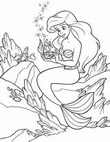 Mermaid Coloring Ariel Little Disney Pages Princess sketch template