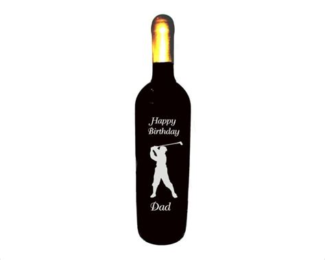 custom engraved wine bottle golfer