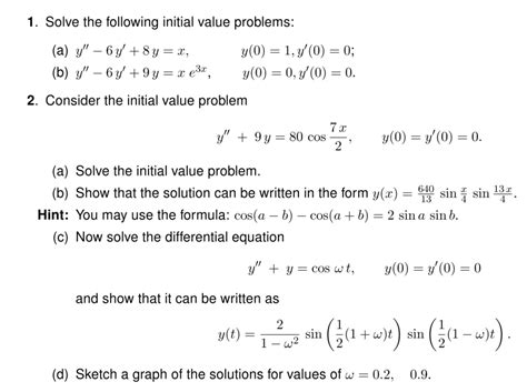 Solved Solve The Following Initial Value Problems A Y