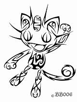 Tribal Meowth Pokemon Tattoo Tattoos Anime Coloring Pages Drawing Choose Board sketch template