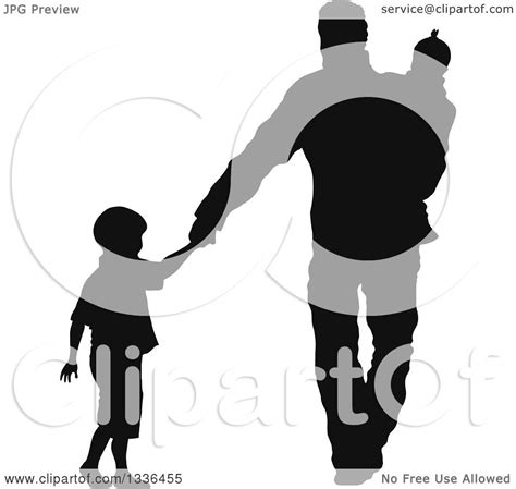 clipart of a black silhouette of a son holding hands and