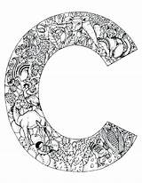 Coloring Pages Alphabet Animal Illuminated Letters Letter Print Animals Intricate Printable Color Dieren Adult Colouring Alfabet Preschool Kids Adults Kleurplaten sketch template