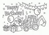 Birthday Happy Boys Coloring Cards Card Pages Kids Printable Color Tractor Print Year Children Visit Wuppsy Printables Holiday Holidays Choose sketch template