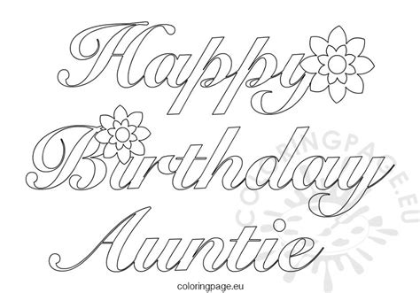auntie happy birthday coloring page