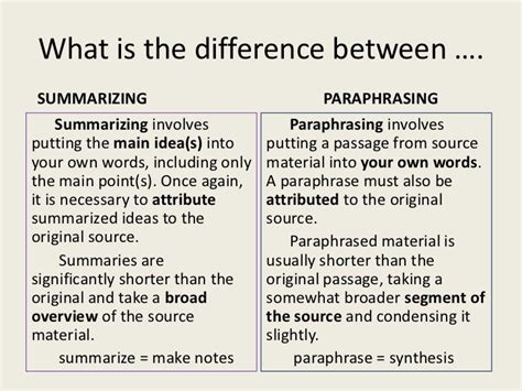 difference  summary  paraphrasing kydarcons