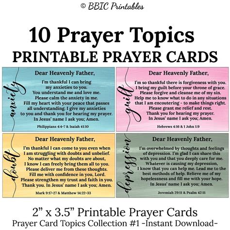 printable topic prayer cards  instant  prayer etsy