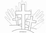 Crosses Three Calvary Clipart Template Easter sketch template
