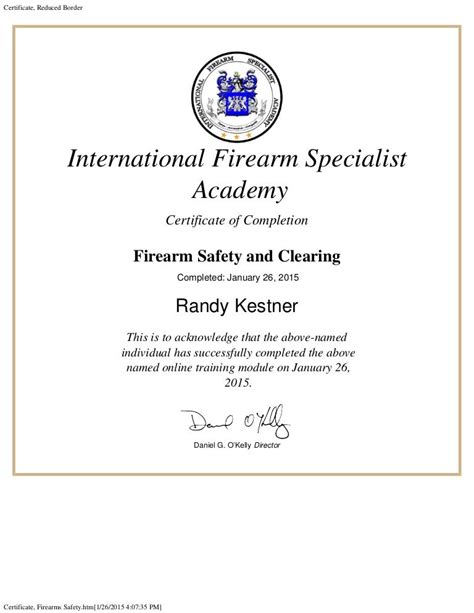 printable firearms training certificate template