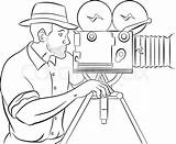 Camera Cameraman Film Movie Drawing Vintage Shooting Illustration Angles Cctv Roll Stock Drawings Animation Man Cartoon Line Vector Shots Getdrawings sketch template