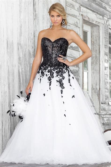 2013 white and black ball gown sweetheart tulle sequin prom dresses