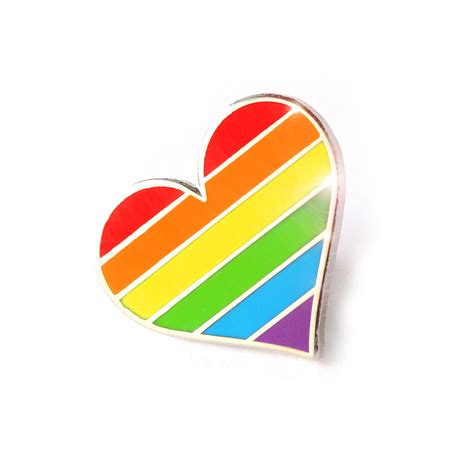 gay flag heart enamel pin compoco