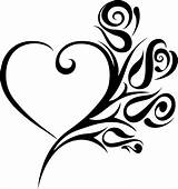 Tribal Heart Roses Domain Public sketch template