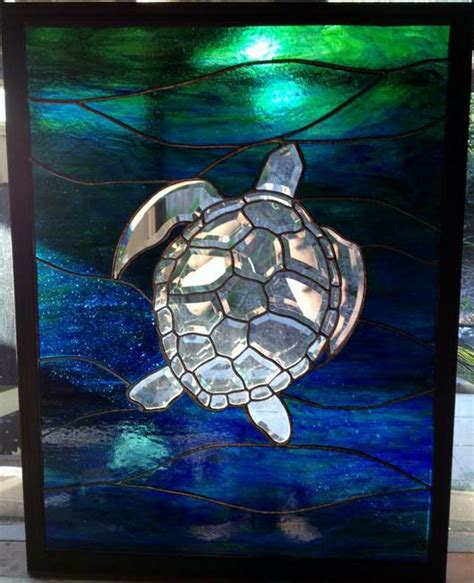 beveled sea turtle  glassy arts handmade stained glass designs