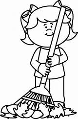 Clipart Leaves Raking Girl Leaf Sweeping Fall Colouring Pages Clip Kids Sweep Girls Coloring Autumn Help Rake Boy Sooty Cliparts sketch template