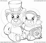Bear Coloring Teddy Outline Wedding Couple Illustration Clip Royalty Vector Visekart Cute Pages Cartoon Colouring Background Clipart sketch template