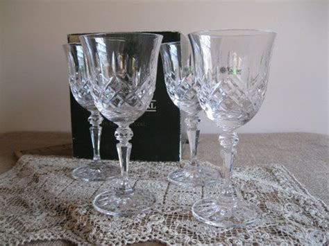 vintage galway irish crystal abbey red wine glasses boxed set of four