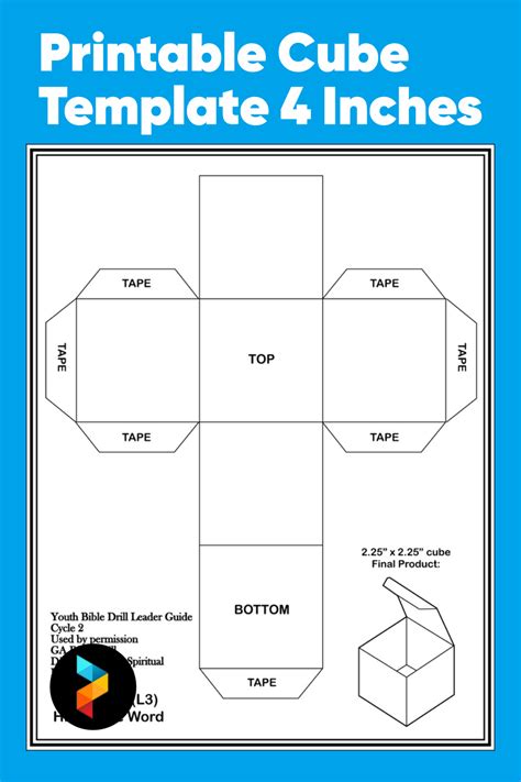 cube template  inches    printables printablee
