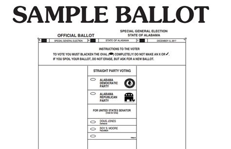 sample ballots marked  doug jones   probate judges office