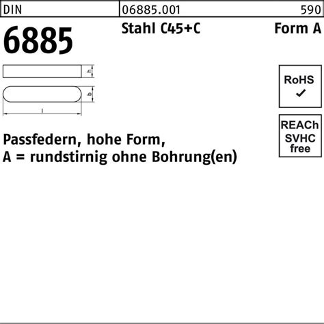 passfeder din  form  rundstirnigobohrung      stahl