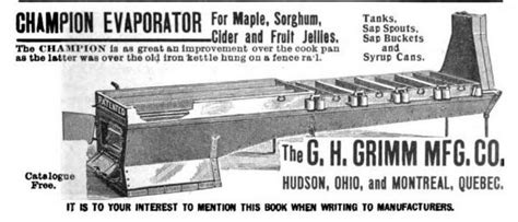 evaporator company histories gh grimm manufacturing  maple syrup history