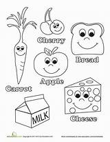 Healthy Food Worksheet Coloring Worksheets Foods Life Eat Kindergarten Preschool Learning Fruits Safety sketch template
