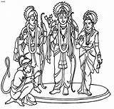 Rama Sita Hanuman Diwali Darbar Laxman Gods Maa Devi Coloringhome Durga sketch template