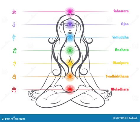 Seven Chakras On Body Woman Silhouette Stock Vector Image 51778898