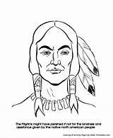 Coloring Thanksgiving Pages First Squanto Indian Native American Pilgrim Pilgrims Sheets Printable Printables Indians Bible History Drawing Preschoolers Kids Family sketch template