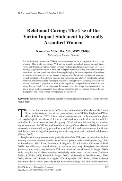 Pdf Relational Caring The Use Of The Victim Impact Statement By