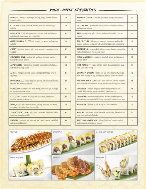 menu sushi