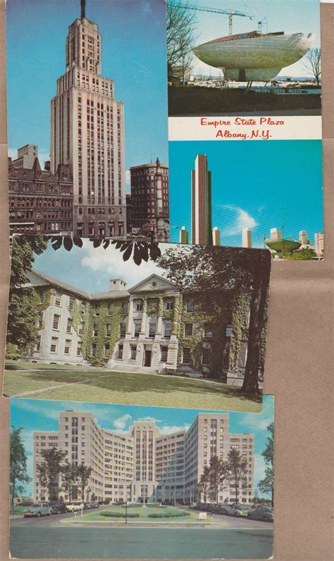 Lot Of 4 New York Postcards Albany Buffalo University Campus