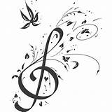 Clef Treble Note Coloring Floral sketch template