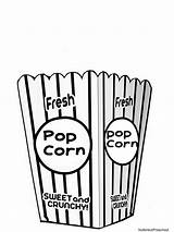 Popcorn Coloring Bucket Clipart Pages Clip Printable Template Bag Box Drawing Cliparts Tub Color Empty Carnival Sheet Print Movie Bowl sketch template