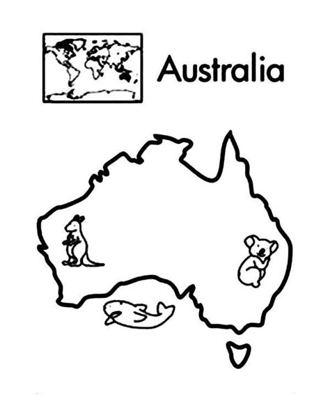 australia continent  world map coloring page printable pinterest