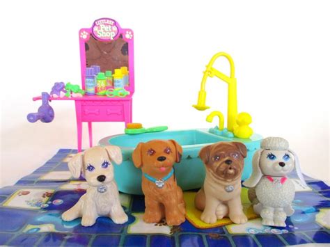 vintage littlest pet shop splash happy puppies complete playset